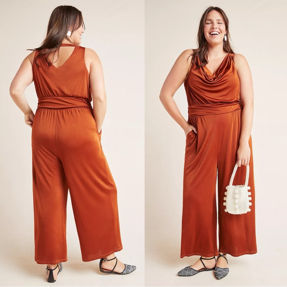 Anthropologie Copper Sleeveless Jumpsuit